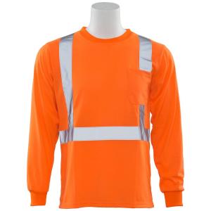 9602S Class 2 Long Sleeve Hi Viz Orange Unisex Poly Jersey T-Shirt