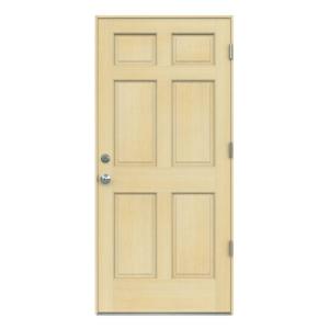 6-Panel Unfinished Hemlock Prehung Front Door with Unfinished AuraLast Jamb
