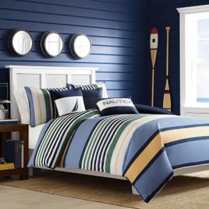 Dover Blue Striped Cotton Comforter Set
