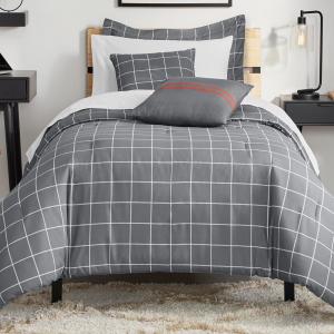 Styles Windowpane Bed in a Bag Comforter Set with Sheets and Decorative Pillows