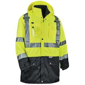 Men's Lime Polyester Reflective Thermal Jacket Set