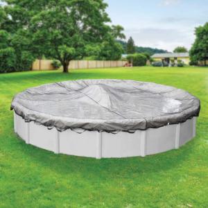 30' Round Above Ground Winter Swimming Pool Solid Cover 20YR > REINFORCED HEM 