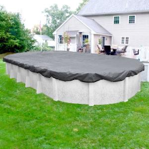 Ultra Oval Dove Gray Solid Above Ground Winter Pool Cover