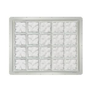Wave Pattern Vinyl Framed Glass Block Window with White Colored Vinyl Nailing Fin