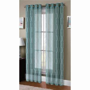 Window Elements Boho Embroidered Faux-Linen Sheer Grommet Extra Wide 2-Piece Set Collection - Window Curtain