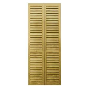 24 in. Plantation Louvered Solid Core Unfinished Wood Interior Closet Bi-fold Door