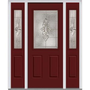 Heirloom Master Deco Glass 1/2 Lite Painted Majestic Steel Prehung Front Door with Sidelites