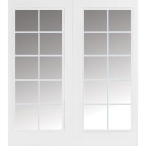 Prehung 10 Lite Primed Smooth Fiberglass Patio Door with No Brickmold