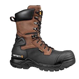 Men's Black/Brown Leather Waterproof Insulated Composite Safety Toe Work Boot