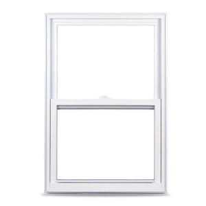 50 Series Low-E Argon SC Glass Single Hung White Vinyl Fin Window, Screen Incl