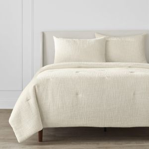 Quinn Ivory Cream Woven Textured Cotton Comforter Set