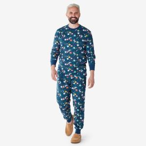 Company Organic Cotton Snug Fit Space Galaxy Kid's Men's Women's Blue Multi Pajama Set
