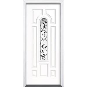 Pergola Center Arch Primed Steel Prehung Front Door with Brickmold