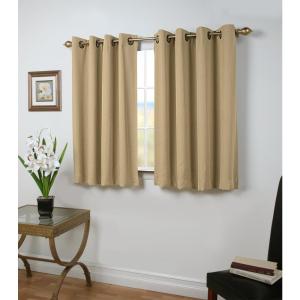 Grand Pointe Short Length Grommet Panel woven with blackout yarns 54" W x 45" L Natural