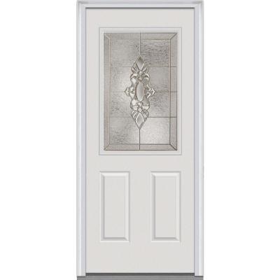 Heirloom Master Decorative Glass 1/2 Lite Painted Majestic Steel Prehung Front Door