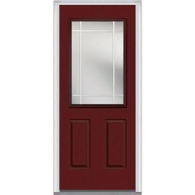 Classic Clear Glass PIM 1/2 Lite Painted Majestic Steel Prehung Front Door