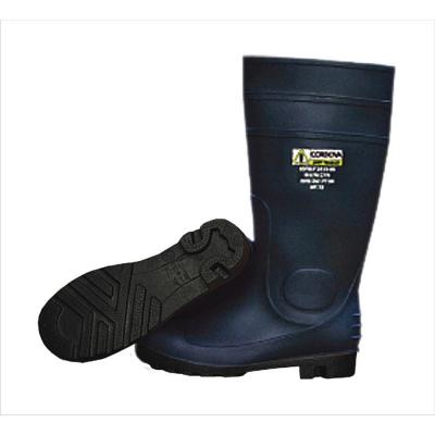 16 in. PVC Boot Unlined Black Upper and Sole Eva Insole Plain Toe Kick Off Spur