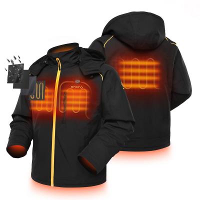 Men's 7.4-Volt Lithium-Ion Soft Shell Heated Jacket with Detachable Hood and (1) 5.2Ah Battery Pack