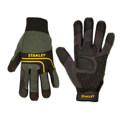 Men's Black Synthetic Leather Palm Gloves