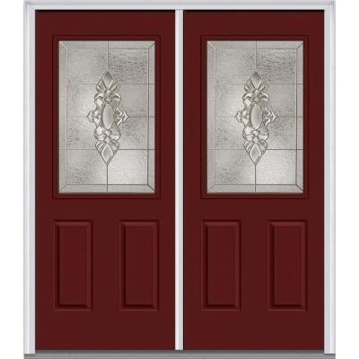 Heirloom Master Deco Glass 1/2 Lite Painted Majestic Steel Double Prehung Front Door