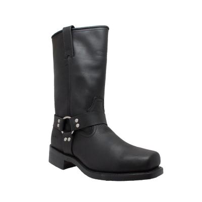 Men's Black Full-Grain Oiled Leather Harness Boot
