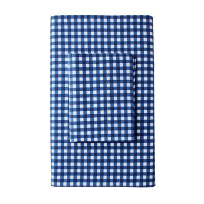 Gingham 200-Thread Count Cotton Percale Flat Sheet