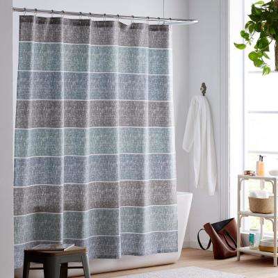 Cotton Shower Curtains Accessories The Home Depot Tri Band Organic Cotton Percale Shower Curtain