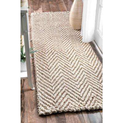 Chevron Runner Area Rugs The Home Depot Runner Rug Vania Chevron Jute Off White 3 Ft X 12