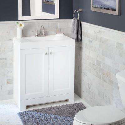 Floating Bathroom Vanities Bath The Home Depot W Bath Vanity In White With Cultured Marble Top
