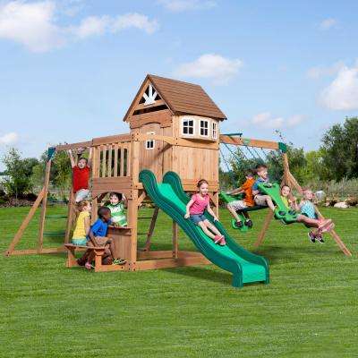 backyard discovery castle grey metal swing set and outdoor playground