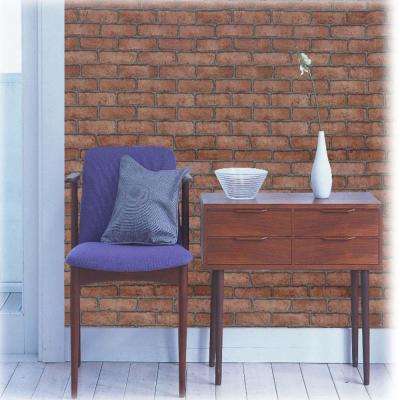 L Stick Brick Wallpaper Home Decor The Depot Brown Bricks Self Adhesive Wallpaper Sample