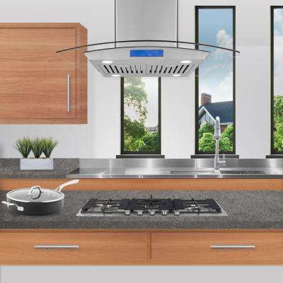 Island Range Hoods The Home Depot Ducted Island Range Hood In Stainless Steel With Led Lighting And Permanent Filters