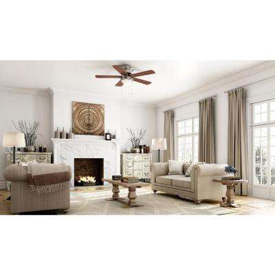Large Room Ceiling Fans Lighting The Home Depot Led Indoor Brushed Nickel Ceiling Fan With Light Kit