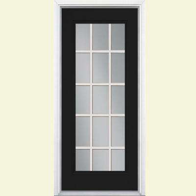 15 Lite Painted Steel Prehung Front Door With Brickmold