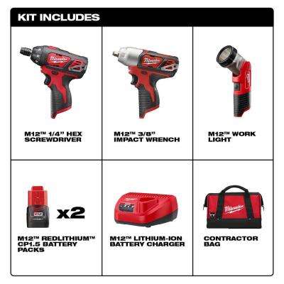 Milwaukee Impact Wrench Tool Combo Kits Tools M12 12 Volt
