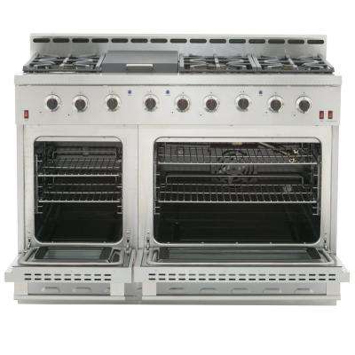 48 In Gas Ranges The Home Depot Professional Style Gas Range With Convection Oven Entree 48 In 7 2 Cu Ft