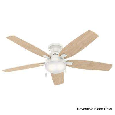 Hunter Duncan 52 In Led Indoor Fresh White Flush Mount Ceiling Fan Led Indoor Fresh White Flush Mount Ceiling Fan With Light 59186 The Home Depot