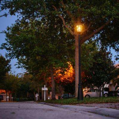 Solar Post Lighting Outdoor The Home Depot Victorian Bulb Series Single Black Integrated Led Outdoor Solar Lamp Post