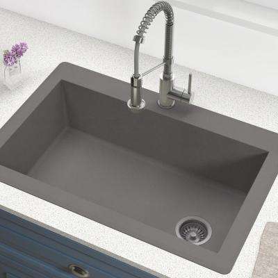 Granite Quartz Composite Gray Undermount Kitchen Sinks