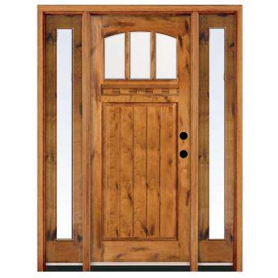Craftsman 3 Lite Arch Stained Knotty Alder Wood Prehung Front Door With Sidelites Craftsman 3 Lite Arch Stained Knotty Alder Wood Prehung Front Door With Sidelites
