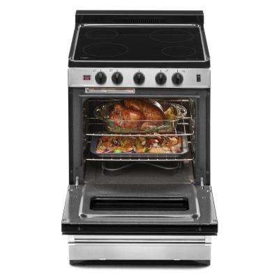 24 In Electric Ranges The Home Depot Single Oven Electric Range With Upswept Spill Guard Cooktop In Stainless