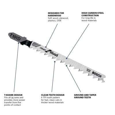 25 Piece Bosch T101D Jigsaw Blades 5-6 TPI High Carbon Steel T-Shank