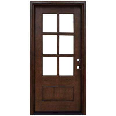 Savannah 6 Lite Stained Mahogany Wood Prehung Front Door