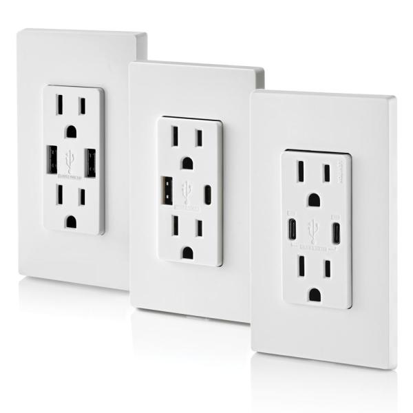 Leviton Usb In Wall Charger Outlets Electrical The Home Depot 2039