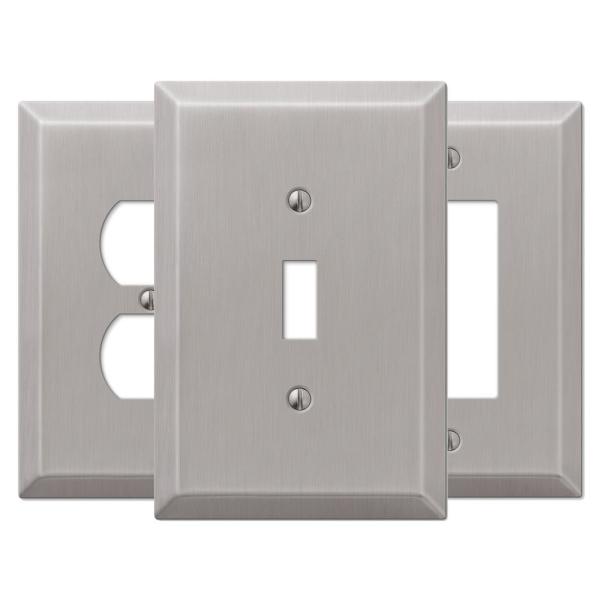 Brushed Nickel Oversized Wall Plate Collection Electrical The Home Depot