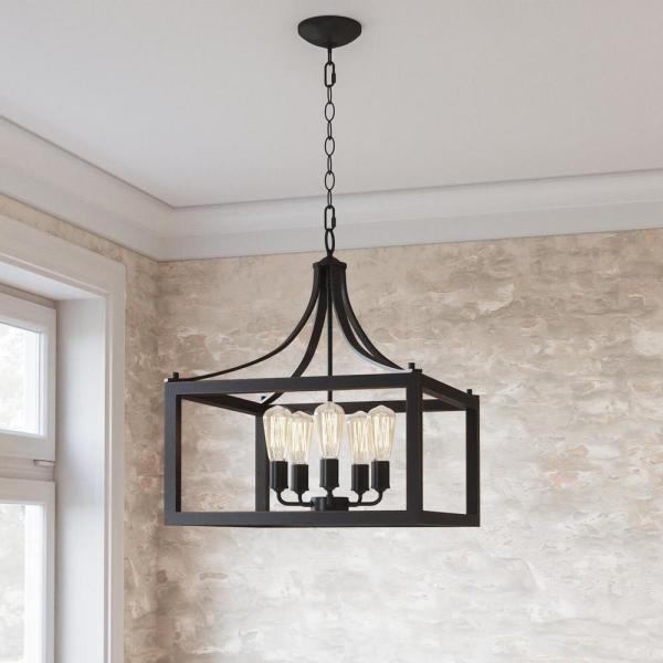 Boswell Quarter Collection in Distressed Black - Lighting - The Home Depot