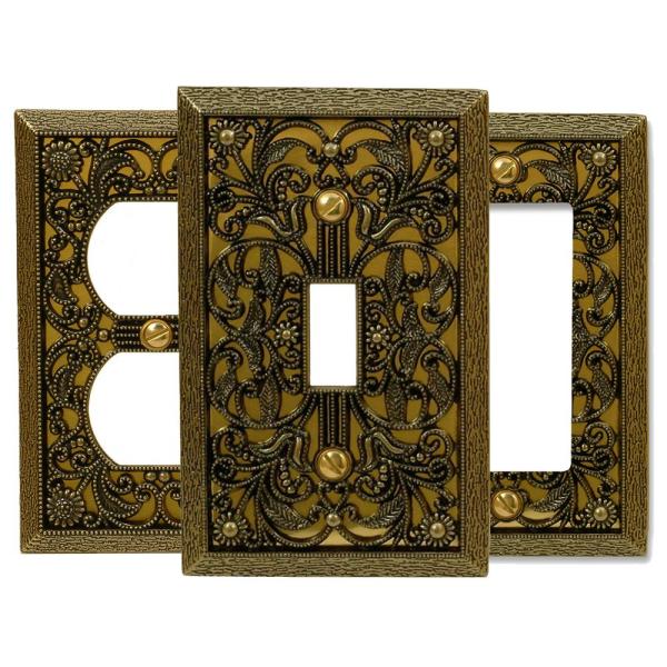 Antique Brass Filigree Wall Plate Collection - Electrical - The Home Depot