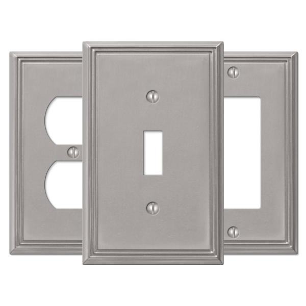 Brushed Nickel Rhodes Wall Plate Collection Electrical The Home Depot