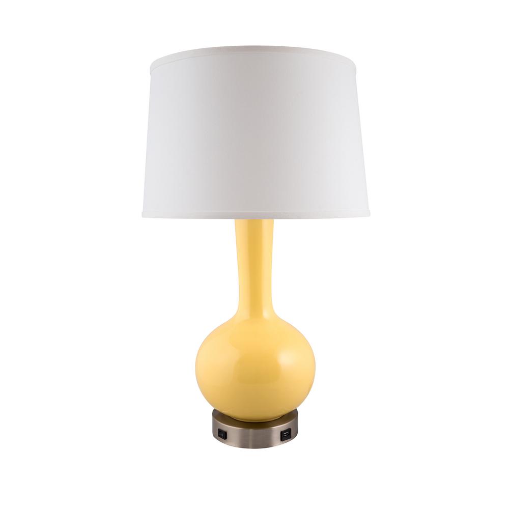 yellow and grey bedside lamps