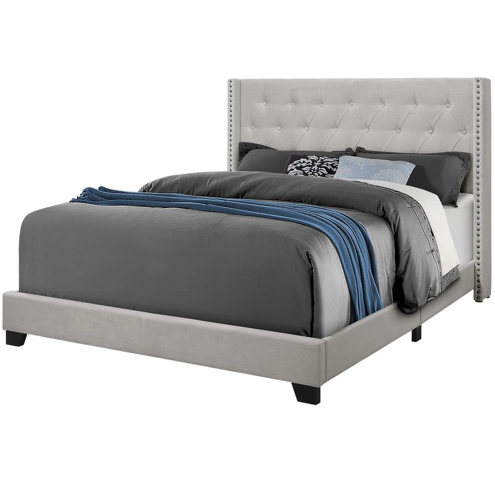 Light Grey Velvet Queen Size Bed Hd5985q The Home Depot